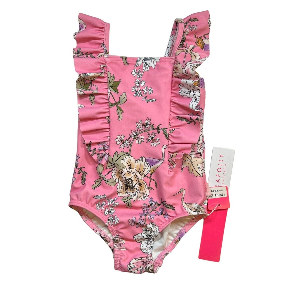 Seafolly Pink Ruffle One‎ Piece Swimsuit Size 2 New